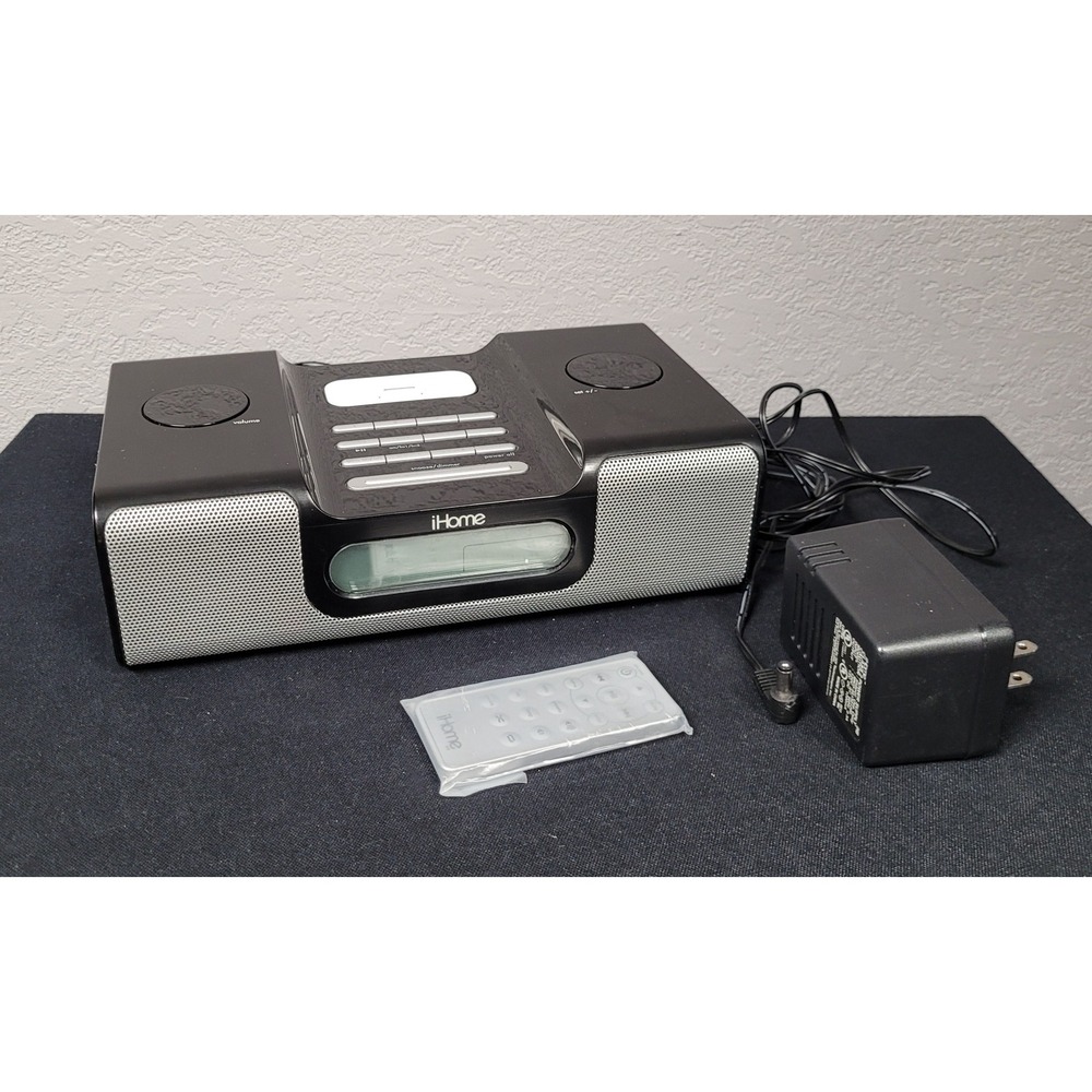 iHome iH8 Dual-alarm Clock Radio and Speaker Dock with Remote & Power Supply